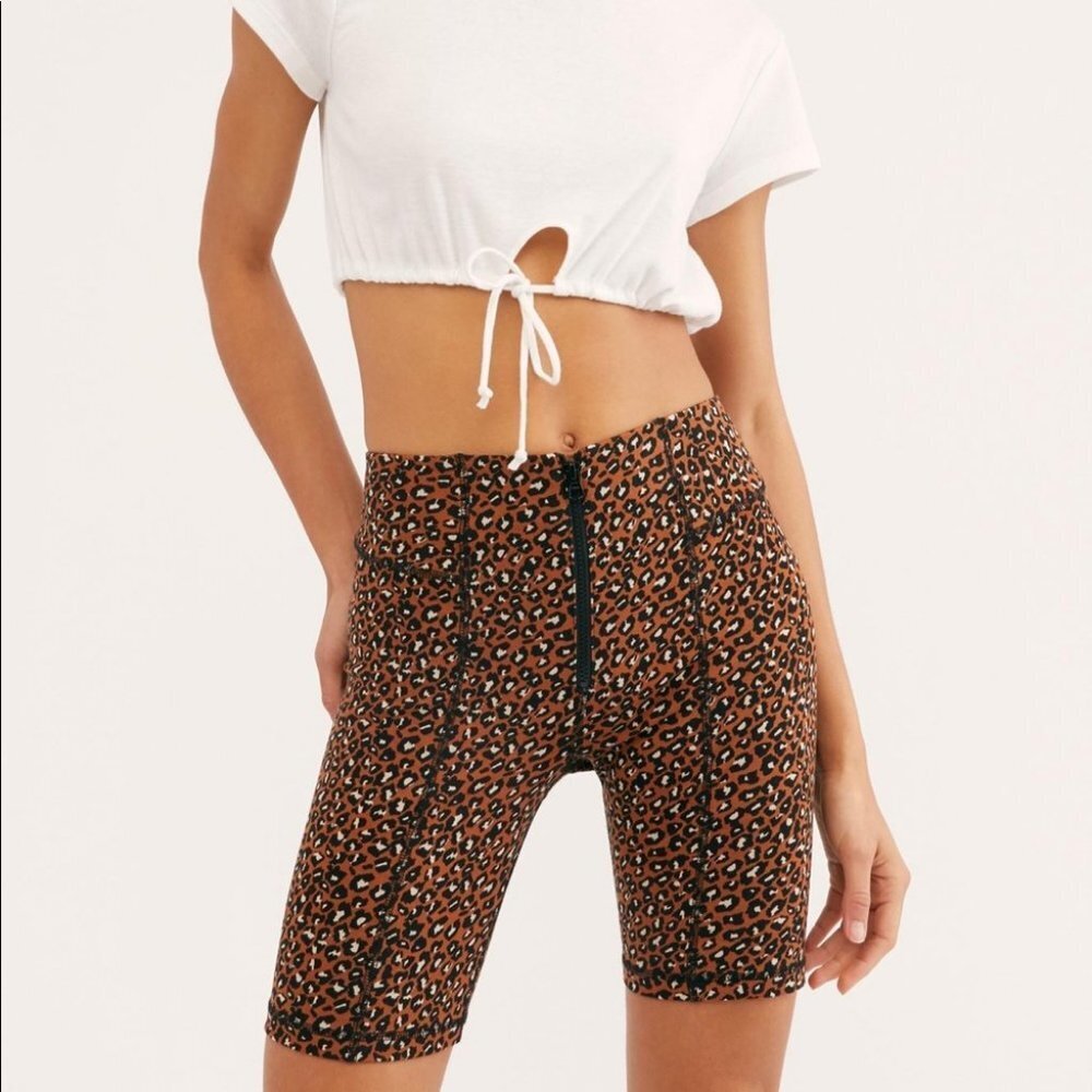 Nwt Free People Leopard Print Lucky Strike Bike Shorts Size Small New With Tags - Picture 6 of 10